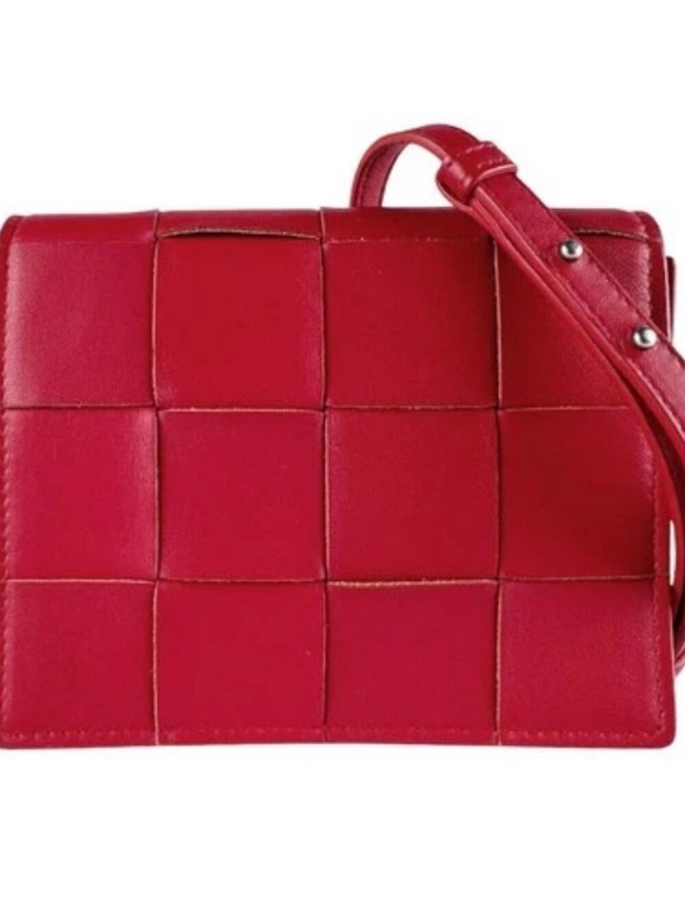 Auth BOTTEGAVENETA Cassette Mini Shoulder Bag Red Leather - z10297